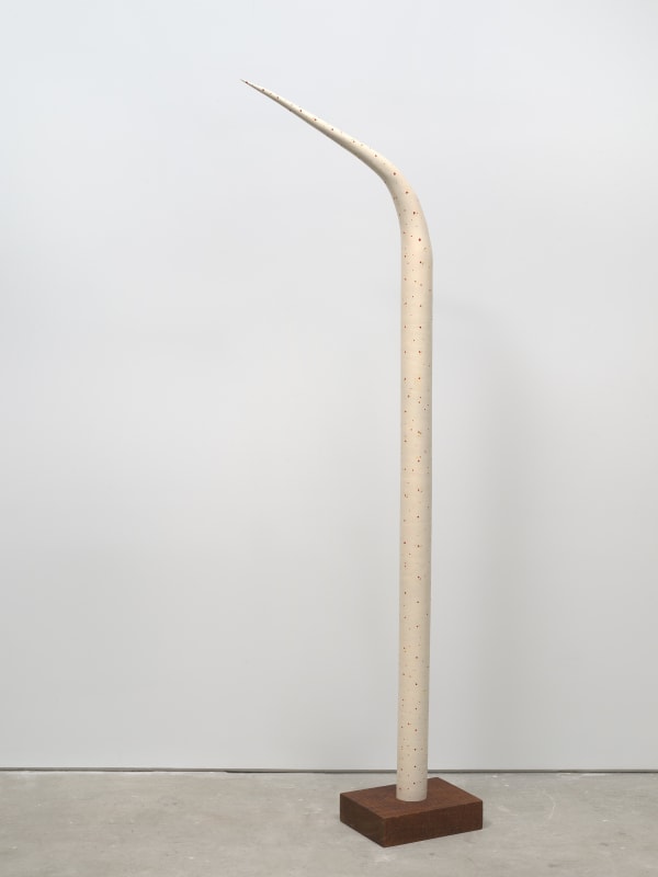 Diego Espaillat Merrow, 2021 Newspaper, gesso, spray paint, latex paint, craft paper, Almidon 6’ 3” height and 12 x 16 inch block