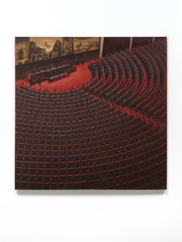 José Morbán Asamblea, 2021 Oil on linen 38 x 38 inches